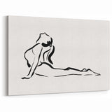 Bohemian Wall Art - Minimalist Line Art Nude in Relaxed Pose Canvas