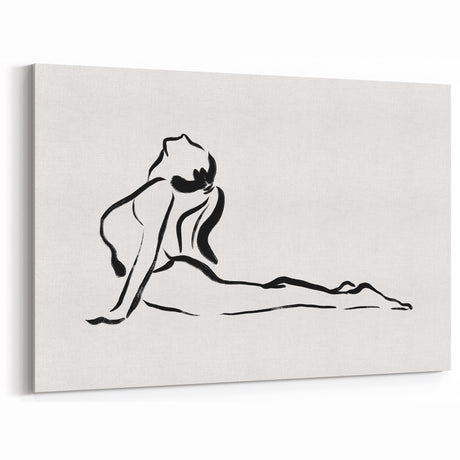 Bohemian Wall Art - Minimalist Line Art Nude in Relaxed Pose Canvas