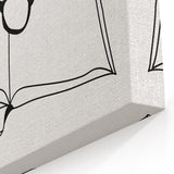 Bohemian Wall Art - Minimalist Line Art of Open Book and Glasses Canvas