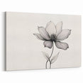 Boho Wall Decor - Delicate Black and White Floral Line Art Bohemian Canvas