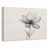 Boho Wall Decor - Delicate Black and White Floral Line Art Bohemian Canvas