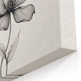 Boho Wall Decor - Delicate Black and White Floral Line Art Bohemian Canvas