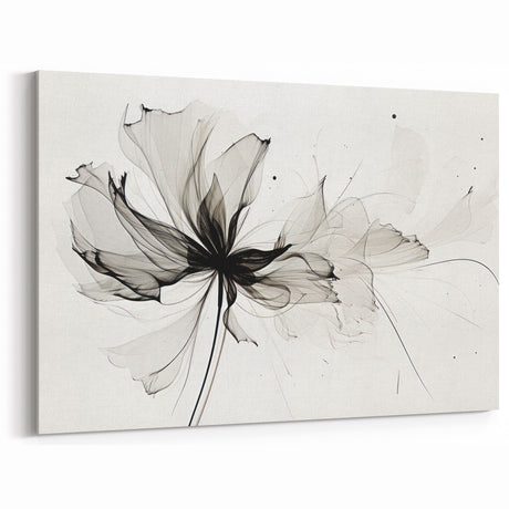 Bohemian Wall Art - Abstract Black and White Floral Boho Canvas Decor
