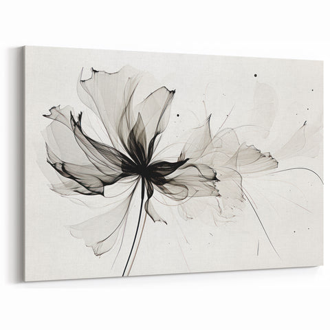Bohemian Wall Art - Abstract Black and White Floral Boho Canvas Decor