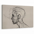 Boho Wall Decor - Abstract Line Art Portrait in Black Bohemian Canvas