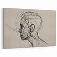 Boho Wall Decor - Abstract Line Art Portrait in Black Bohemian Canvas