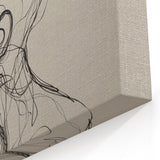 Boho Wall Decor - Abstract Line Art Portrait in Black Bohemian Canvas