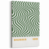 Bohemian Wall Art | Bauhaus 1919 Green Wave Optical Boho Canvas Print