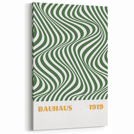Bohemian Wall Art | Bauhaus 1919 Green Wave Optical Boho Canvas Print