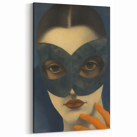 Abstract Electric Portrait Art - Modern Masked Face Vibrant Decor