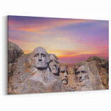 Mount Rushmore Canvas Print - Presidential Art at Sunset in South Dakota