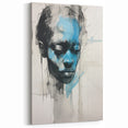 Abstract Electric Portrait - Expressive Blue and Black Minimalist Art