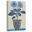 Blue Electric Botanical Art - Contemporary Floral Wall Decor in Stripes