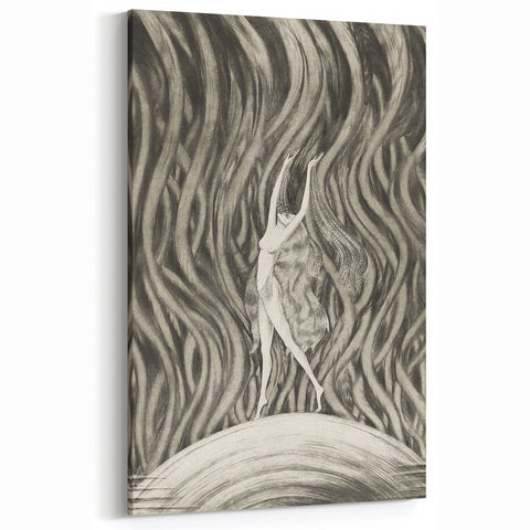 Vintage Gothic Canvas – Elegant Female Silhouette Gothic Wall Art