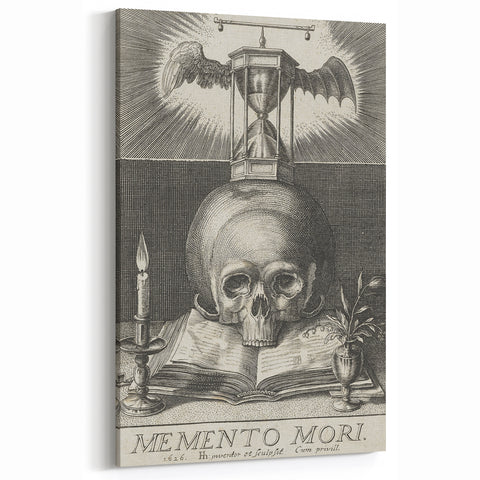 Medieval Memento Mori Gothic Canvas – Vintage Skull Gothic Wall Art