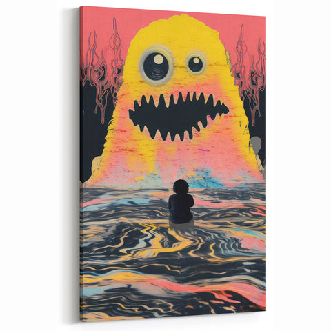 Vibrant Electric Monster Art - Bold Abstract Wall Decor for Kids