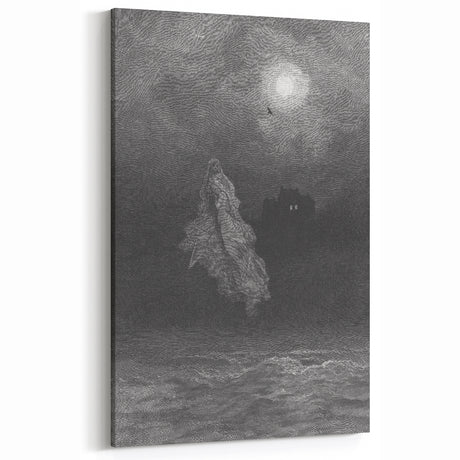 Haunting Moonlit Gothic Canvas – Vintage Ghostly Gothic Wall Art Decor