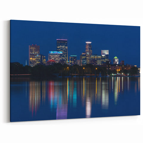 Minneapolis Cityscape Prints – Nighttime Skyline Reflections Wall Art