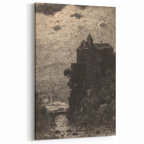 Moonlit Castle Gothic Canvas – Vintage Landscape Gothic Wall Art Decor