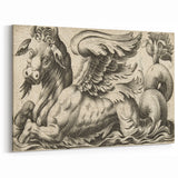 Medieval Gothic Canvas - Vintage Mythical Beast Illustration Wall Art
