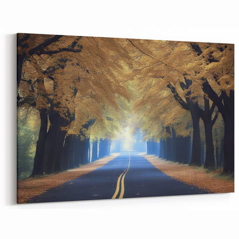 Minnesota Scenery Wall Art – Enchanting Autumn Roadway Print