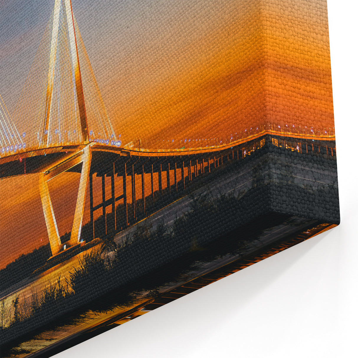 Charleston Framed Art – Iconic South Carolina Bridge at Night