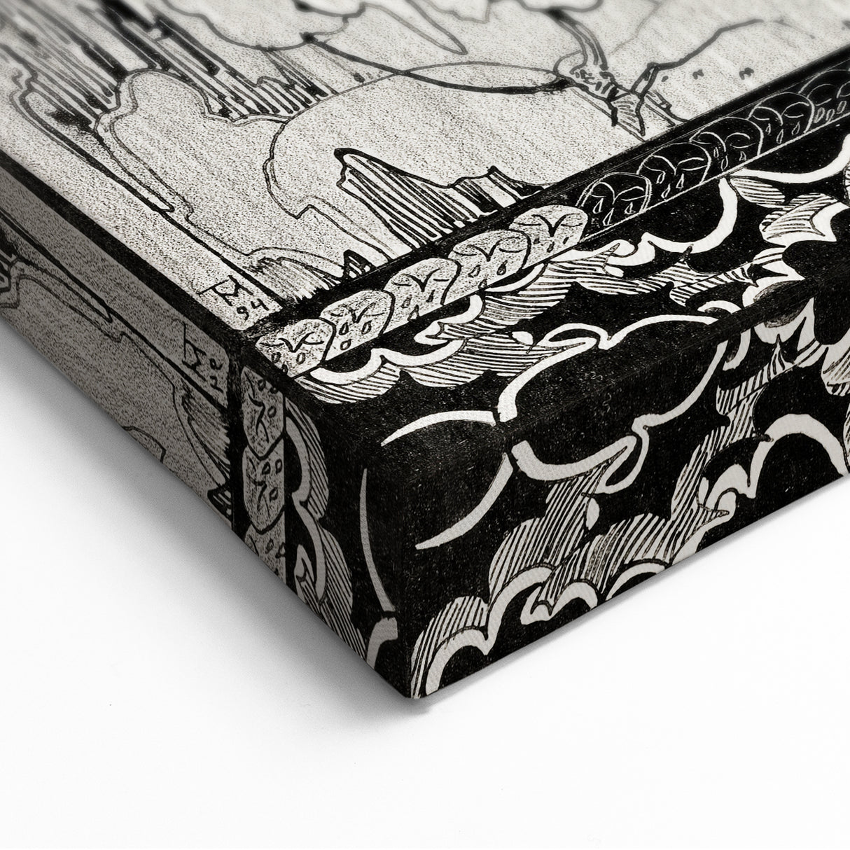 Dark Decor Style - Mysterious Owls Illustration on Gothic Canvas Print