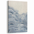 Abstract Electric Wave Art - Flowing Blue and White Modern Decor Canvas