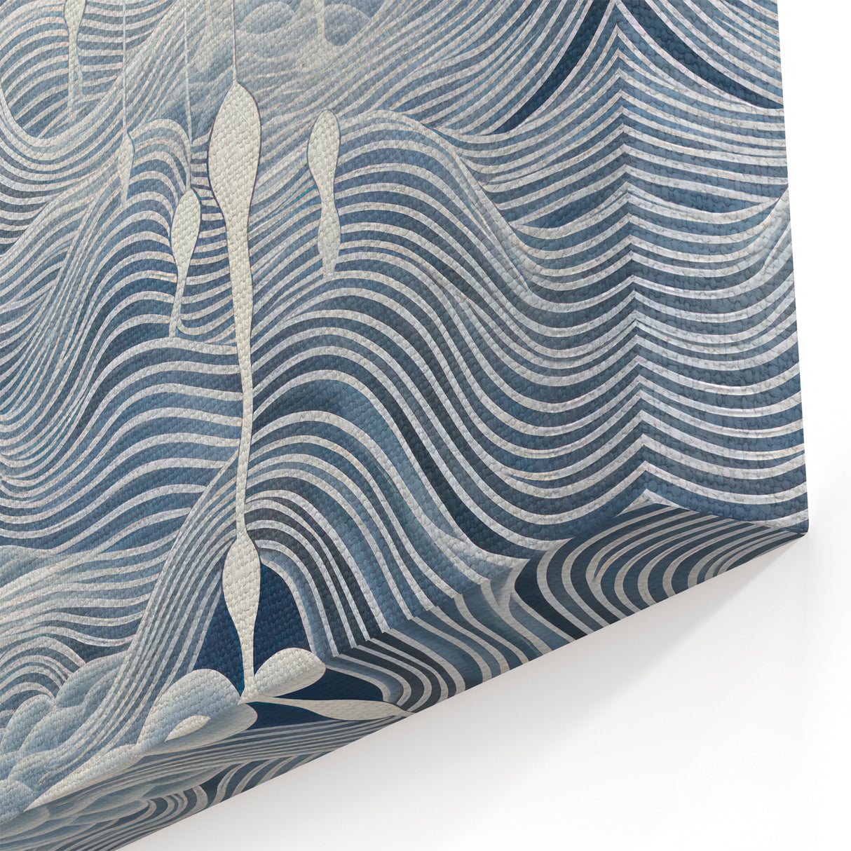 Abstract Electric Wave Art - Flowing Blue and White Modern Decor Canvas
