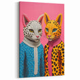 Vibrant Electric Animal Art - Colorful Cat Duo Portrait Modern Canvas