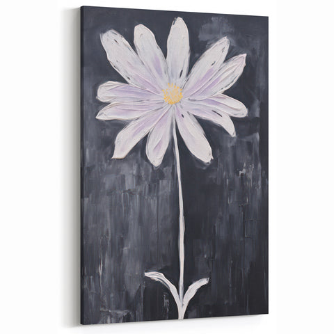 Minimalist Electric Flower Art - Black and White Floral Canvas Decor