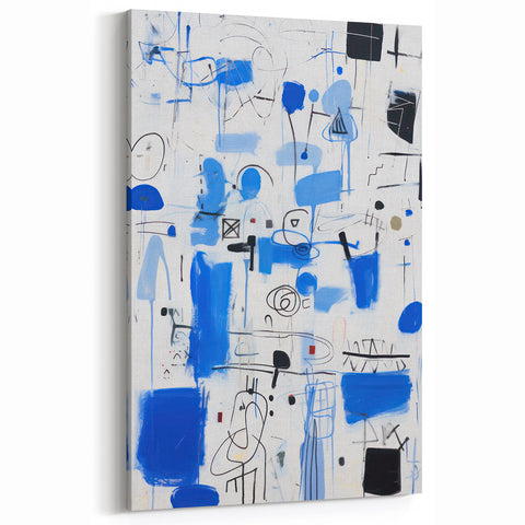 Abstract Electric Blue Wall Art - Modern Vibrant Art Print for Home Decor