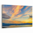 Coastal South Carolina Art – Vibrant Sunset Over Water and Mountains