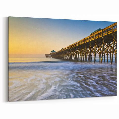 Charleston Scenic Art – Folly Beach Pier at Sunset Charleston SC Art Print