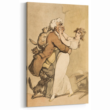 Vintage Grunge Couple Art - Distressed Canvas Print - Retro Decor