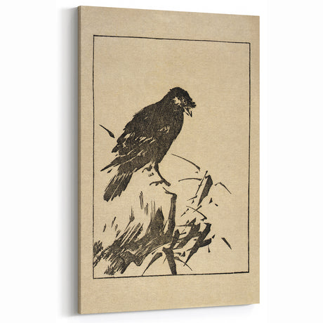 Minimalist Bird Grunge Art - Abstract Black and White Canvas Print