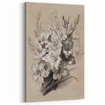 Vintage Floral Grunge Art - Distressed Black and White Canvas Print