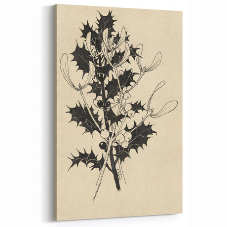 Botanical Black and White Grunge Art - Distressed Canvas Print Decor