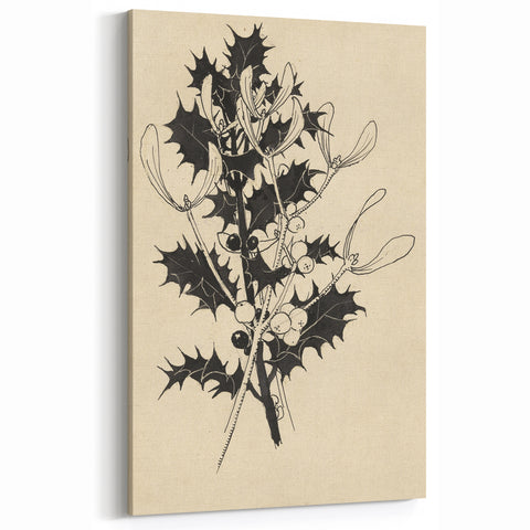 Botanical Black and White Grunge Art - Distressed Canvas Print Decor