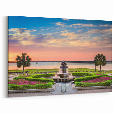 Charleston Wall Art - Pineapple Fountain Charleston SC Art Print