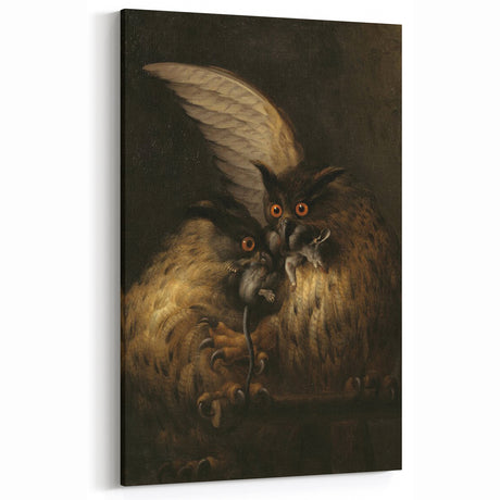 Dark Grunge Owl Art Print - Distressed Vintage Canvas for Home Decor