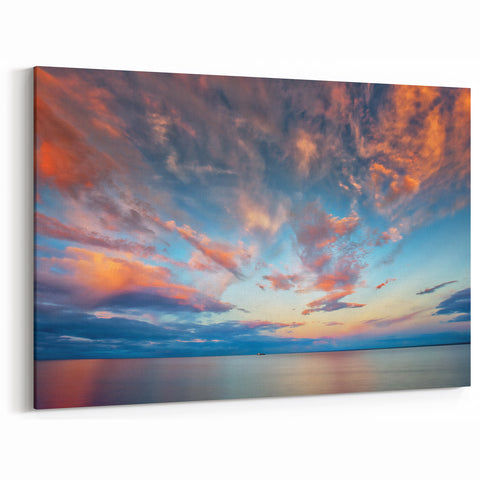 Vibrant Minnesota Sky Over Lake - Framed and Canvas Wall Art Decor
