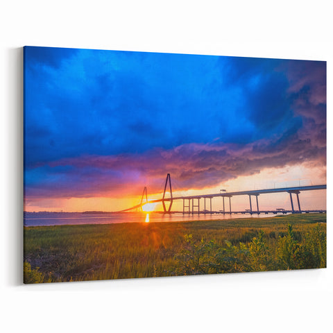 Charleston Photography - Ravenel Bridge Sunset South Carolina Scenic Art