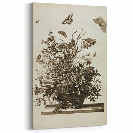 Distressed Grunge Botanical Print - Vintage Floral and Butterfly Art
