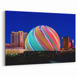 Las Vegas Wall Art – Vibrant Sphere and Skyline Neon Canvas Print
