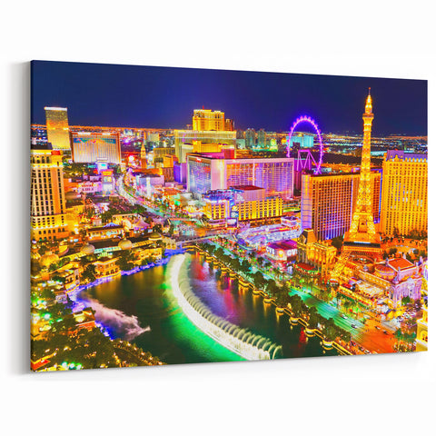 Neon Lights Art - Vibrant Las Vegas Strip Night Photography Canvas