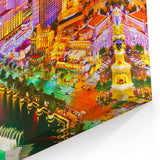 Neon Lights Art - Vibrant Las Vegas Strip Night Photography Canvas