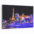 Vegas Skyline Canvas - Paris Las Vegas Eiffel Tower Night Photography