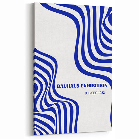 Bohemian Wall Art | Bauhaus Exhibition 1923 Boho Canvas | Blue Wavy Lines