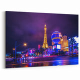 Neon Vegas Night Art - Paris Las Vegas Eiffel Tower Cityscape Canvas